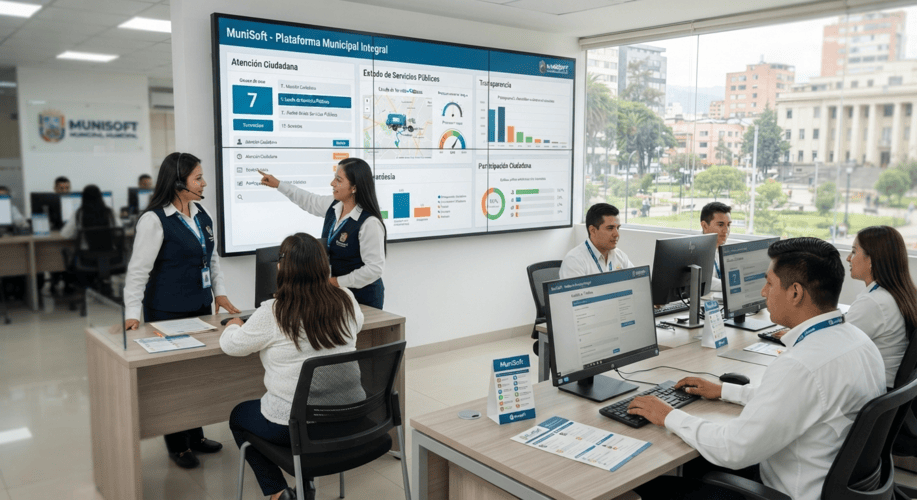 Equipo municipal utilizando MuniSoft